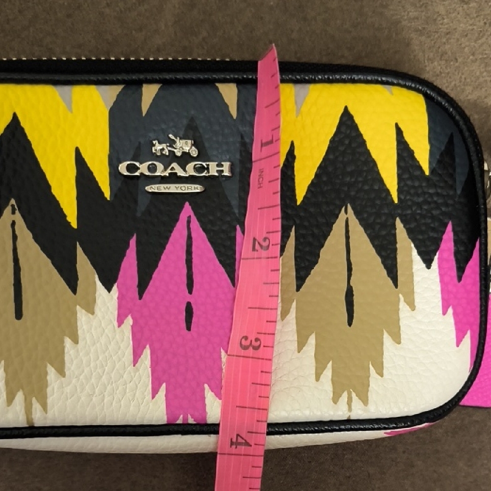 Coach Hawk Feathers Pink, Yellow, Tan and Black Crossbody Bag - Picture 12 of 12